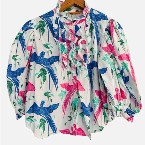 OLIPHANT Ruffle Front Button Blouse - Picture 11 of 11